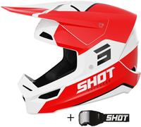 SHOT FURIOUS BOLT helmet incl. mirror goggles glossy red L