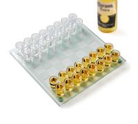 Shot Glass Chess Game - Drinking Game with 32 Shot Glasses & Glass Chessboard, Fun Party Game for Adults, Gift Idea for Friends & Men
