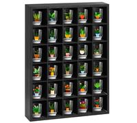Shot Glass Display Case, Black Wood Shot Glass Shelf with Removable Shelves, Wall Mounted Sewing Box, 30 Slots