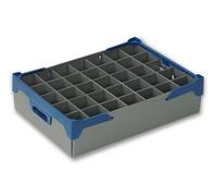 Shot Glass Glassware Storage Box by Glassjacks for Glass Max Width 65mm, Glass Max Height 120mm, Includes Lid, Delivered Fully Assembled - 35 cells.