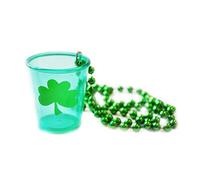 6 x St Patricks Day Shot Glasses Novelty Irish Shamrock Drinking Glass with Necklace