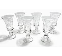 Shot Glass Vintage Embossed Sunflower Design Pressed Clear Glass Mini 1.3 Ounce Goblets Made of Lead-free Borosilicate Glass Set of Six Perfect for Serving Your Favorite Cordial or Apres Dinner Drink