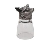 Shot Glass, Wine Shot Glass with Antiqued Metal Animal Head Statue Vintage Shot Glasses Whiskey Glass Funny Novelty Glassware for Home Bar