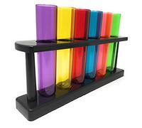 Shot Glasses 6 Colourful Plastic Test Tubes in Lab Style Display Stand Fun Adult Novelty Bar Gift