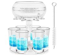Shot Glasses Dispenser and Holder, Cocktail Dispenser with 6 Shot Glasses Liquid Dispenser for Filling Liquids Party Bar Home Festival (white)
