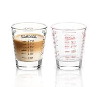 Shot Glasses Measuring Cup Espresso Shot Glass Liquid Heavy Glass Wine Glass 2 Pack 26-Incremental Measurement 1oz, 6 TSP, 2 TBS, 30ml (Black and Red)