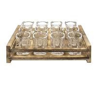 Shot Glasses Serving Tray | Wood Whiskey Spirits Glasses Storage Tray Tequila Shot Glasses Holder Divided Shot Glass Holder Tray - Hold 12 Square Shot Glasses - Not Include Shot Glasses