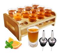 Shot Glasses Set of 12 Shot Glass Tray Serving Holder 1oz/30ml Bulk Glass Shot Glasses Thick Base with Stand Organizer for Tequila Party Club Bar Home Restaurant Kitchen Glassware Spirit Tasting Gift