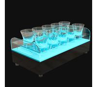 Shot Glasses Set of 12 with Light Up LED Acrylic Base Tray - Modern Unique Cool Shot Glasses - Glass Tequila Shot Glasses - Shot Glass Holder Tray Perfect for Parties, Birthdays, & Celebrations