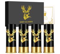 Shot Glasses with Inclined Deer Head, 4 Pieces, with Gift Box, for Men and Women, Wedding Party, Father's Day, Gifts for Hunters, 12 GA Deer Hunting, Small Shot Cups, Plastic, Black