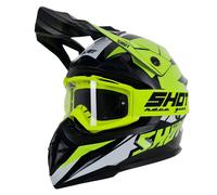 Shot Motocross Helmet Pulse Revenge Black White Neon Yellow MX FREE GOGGLES