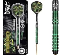 Shot! Pro Series - Stowe Buntz 2.0 Titanium Black Steel Tip Dart Set-90% Tungsten Barrels Professional Steel Tip Darts Set for Bristle Dartboard Made in New Zealand for Men & Women Metal