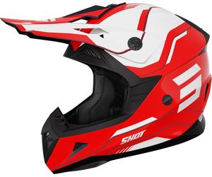 Shot Pulse Lines Motocross Helmet, white-red, size XL for Men