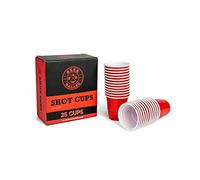 Shot Red Cups - 25 red shot cups | 4cl | retro american shot glasses | reusable & dishwasher safe | red plastic shot glasses | red party cups
