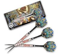 Shot! - Roman Empire Juno Steeltip Darts | 90% Tungsten for Precision | 27g Weight for Control | Durable Steeltip for Bristle Boards | Intricate Grip for Performance, Blue, 27g, Tungsten