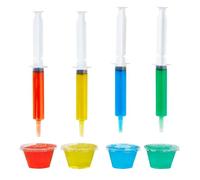 Shot Syringes for Alcohol - 60ml Reusable Syringes Shots with Tip Lid | Multifunctional Halloween Party Favor, 4X Shot Syringe with 4 Cups for Christmas, Birthday, Graduation