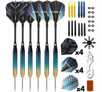 SHOT TAKER CO. EST. 2017 6pc Steel Tip Darts Set - Professional Darts for Dartboard - includes Barrels + Plastic/Aluminum Shafts + O'Rings + Flights + Sharpener + Wrench (24g-Gradient-10436)