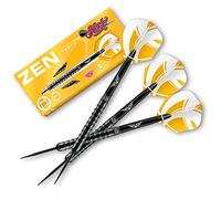 Shot! - Zen Tanto Steel Tip Darts | 90% Tungsten Barrels | Center Weighted for Precision | Includes Stylish Flights & Durable Shafts | Ideal for All Skill Levels, Black, Tungsten