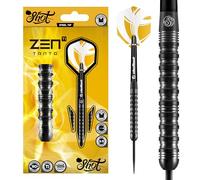 Shot! - Zen Tanto Steel Tip Darts Set | 90% Tungsten Barrels | Center Weighted for Precision | Enhance Your Dart Game | Includes Durable Shafts, Black, Alloy Steel