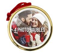Shot2go Pack of 4 Spinning Photo Baubles Gold Metallic - each holds 2 x 72mm photos