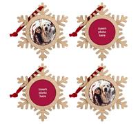 Shot2go Pack of 4 Wooden Snowflake Christmas Baubles - each holds one 58mm photo