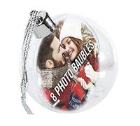 Shot2go Pack of 8 Christmas Photo Baubles Silver - each holds 2 x 65mm photos