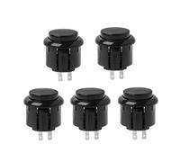 SHOTAY Arcade Game Round Button,5pcs 24mm Arcade Game Round Button Built-in Small Micro Switch For Jamma MameBlack