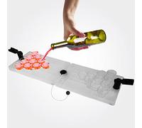 SHOTPONG Mini Beer Pong Drinking Game, White - Includes 2 Catapults, 22 Transparent Cups and 2 Casting Balls for Pre-Glow, Parties, Festivals, and Home Use