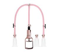 Shots Toys Clitoral & Nipple Pump Set Pumped – Transparent Rose Gold Vacuum Suction – Large