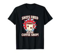 Shots Fired Coffee Shop Police Humor Comic Graphic T-Shirt