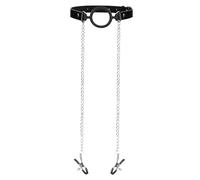 Ouch O Ring Gag With Nipple Clamps