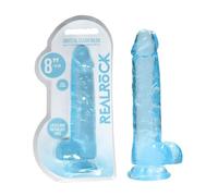 Shots RealRock REA092BLU - 19 cm Realistic Dildo with Balls - with Suction Cup - made in TPE - Blue