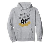 Should I Stay Or Should Eggo Apparel Pullover Hoodie, Adult Unisex, Heather Grey, Medium