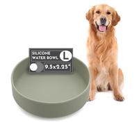 Should We Go? The Perfect Dish No-Spill Dog Water Bowl, Less Mess Non-Tippable Water & Food Bowl, Pure Silicone with Suction Cup, Fits 8 Cups 9.5" Across x 2.5" Tall Ideal for All Pets, Large-Sage
