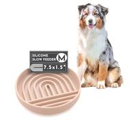 Should We Go? - The Slowdown Bowl - Silicone Slow Feeder for Dogs & Puppies, Slow Eating, Modern Lick Mat Design, Reduces Gulping, Dishwasher Fit, for All Breed, Mealtime Challenge, Medium-Sand