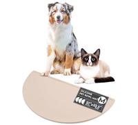 Should We Go? Waterproof Silicone Pet Food Mat - Non-Slip, Spill-Proof Feeding Mats for Floors, Raised Edge Design, Easy-to-Clean Mat for Dog & Cat Bowls, 21" Across x 10.5" Deep, Medium-Natural Sand