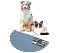 Should We Go? Waterproof Silicone Pet Food Mat - Non-Slip, Spill-Proof Feeding Mats for Floors, Raised Edge Design, Easy-to-Clean Mat for Dog & Cat Bowls, 21" Across x 10.5" Deep, Medium-Ocean Blue