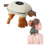 Shoulder and Neck Massager, Bionic Heated Massager, Neck Massager with Fingers, 4D Kneading Massage, Simulates a Real Palm Massage for Comfort, Relax Muscle Tension (White)