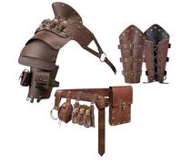 Shoulder Armor Vials Witch Bottle Belt Pouch Waist Bag Retro Bracers Medieval Knight Robot Renaissance Cosplay Viking Costume (Dark Brown)