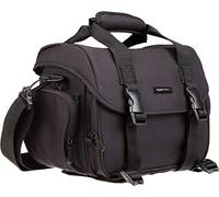 SLR Camera Shoulder Bag W/ Accessories Large Black Orange Interior Travel