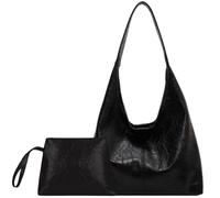 Shoulder Bag for Women Black Large Capacity Leather Tote Bag with Magnetic Clasp Retro & Stylish Easy Matching Bucket Bags for Women Gifts for Women Leather Bag for Women Black Tote Bag Shoulder Bag