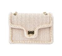 Shoulder Bag for Women, Shoulder Mailing, Women's Straw Faux Pearl Shoulder Bag, Portable Strap Design, Multifunctional Organiser, Fashionable Accessory for Mother, Girlfriend, Small, Siehe