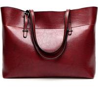 Shoulder bag Messenger Bags for Women Large Size Casual Tote Handbags Solid Leather Handbag Shoulder Bag(Red)