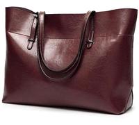 Shoulder bag Messenger Bags for Women Large Size Casual Tote Handbags Solid Leather Handbag Shoulder Bag(Coffee)