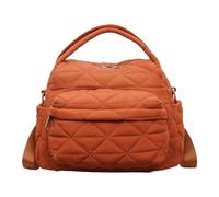 Shoulder Bag - Nylon Cotton 27x22x18cm | Lightweight Quilted Tote With Zipper Multiple Pockets | Elegant Solid Color Handbag Purse For Work Travel Shopping Commute Gathering Daily Use