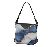 Shoulder Bag Purses and Handbags Tote Clutch Bag with Removable Straps for Weekender Travel Marble White Navy Blue