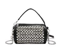 Shoulder Bag - Rivet Wristlet | Rivet Shoulder Bag - 90s Street Style Small Cylindrical, Trendy 2024 Fashion Accessory for Women, Versatile Square Handbag, black, se beskrivning
