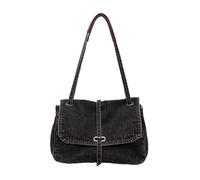 Shoulder Bag Spacious 30x23cm Crossbody Purse With Adjustable Strap Casual Office Travel Handbag For Autumn Multi Compartment Retro Jeans Bag