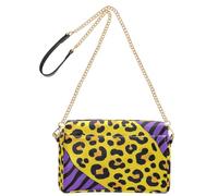 Shoulder Bags for Women Handbags Women Vegan Leather Shoulder Bags Leopard Print Yellow-Purple Zip Crossbody Bags