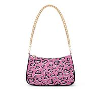 Shoulder Bags for Women Hobo Tote Handbag Heart Animal Print Small Clutch Purse with Zipper Closure Animal Skin Pink